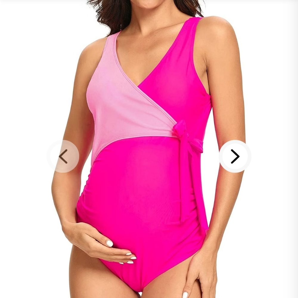 Tempotrek Maternity Colorblock Pink Swimsuit One Piece L